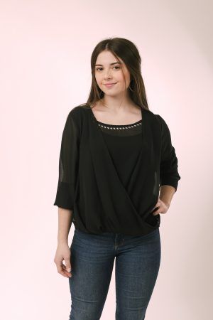 Blusa gasa con espejitos – negra