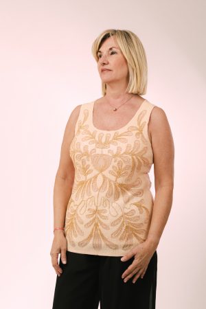 Musculosa bordada con canutillos – azul